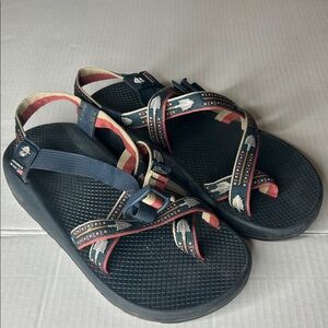 Chaco Smokey the Bear Landmark Project Red and Blue Mens Sandals USA made size 9